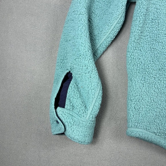 Outerknown Jacket Mens Medium Teal Sherpa Fleece Snap‎ Front Shirt Shacket Coat - Picture 5 of 7